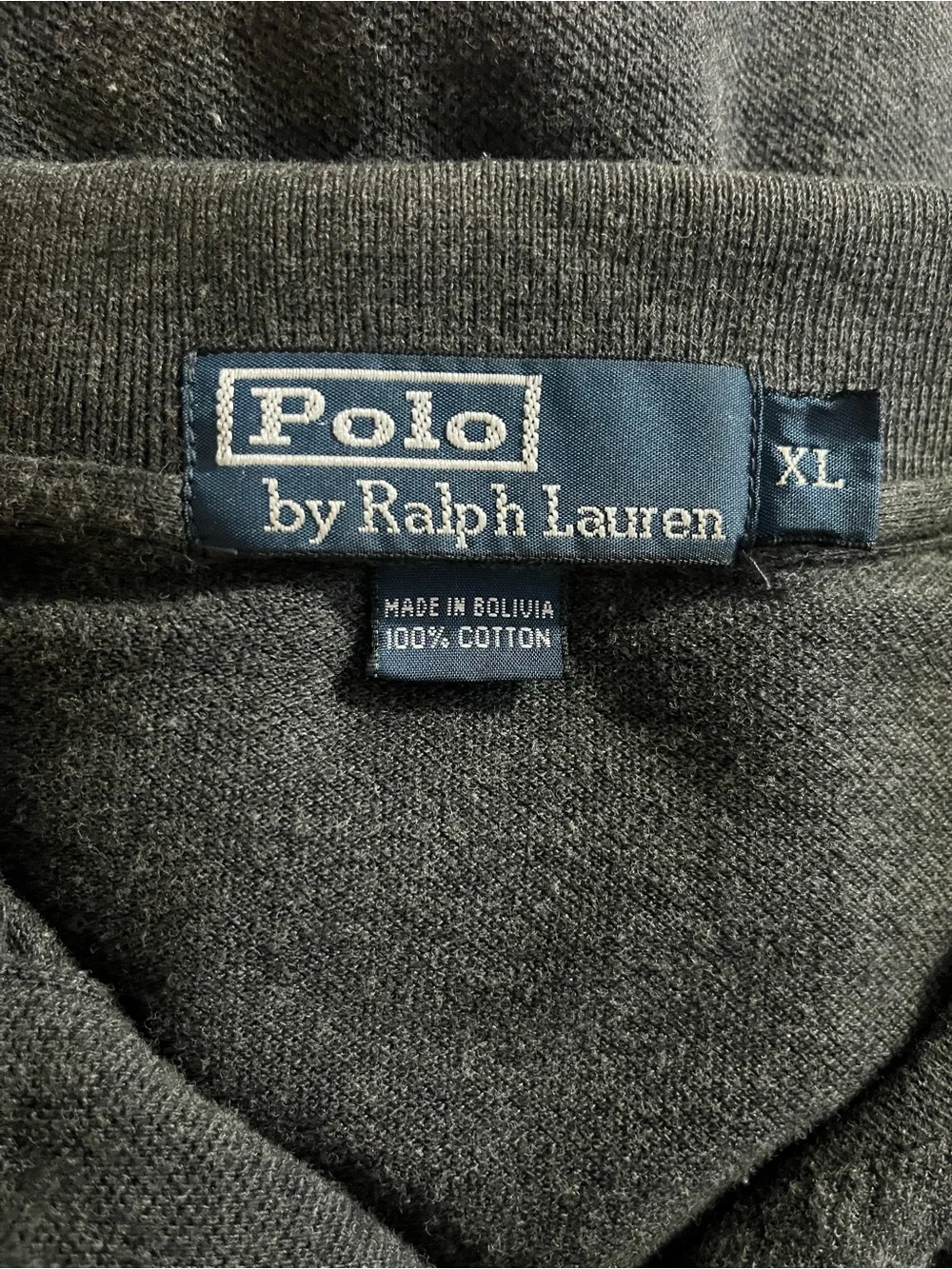 Polo by Ralph Lauren Men's Oversized Long-Sleeve Charcoal Polo Shirt Sz-Men’s XL